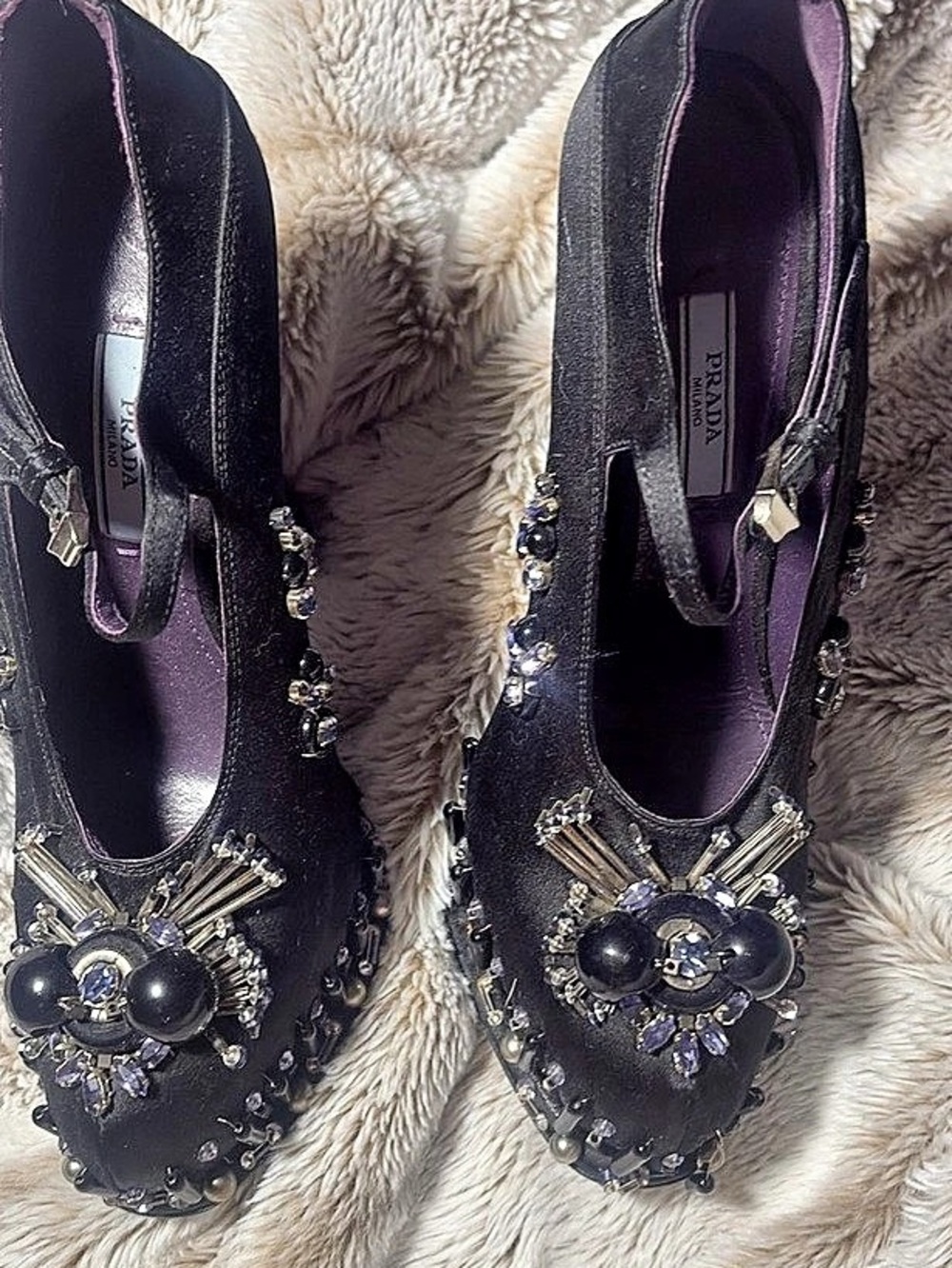 Authentic Prada bejeweled Mary Jane pump Heels